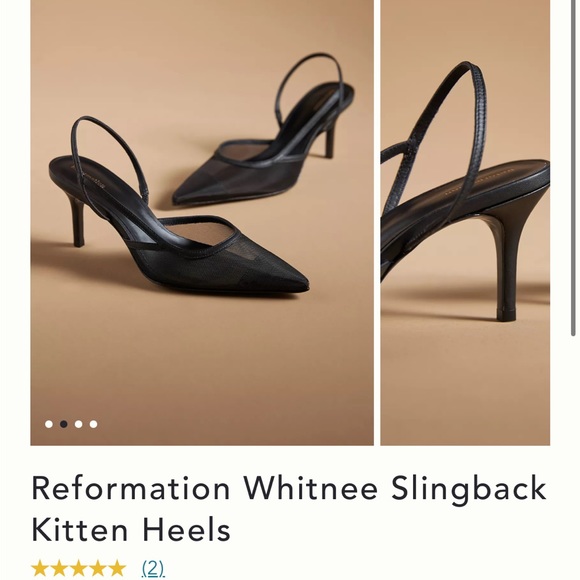 Reformation Shoes - Reformation Black Whitnee Slingback Kitten Heels 8.5